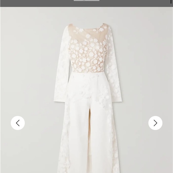 BRAND NEW Rime Arodaky Patsy lace-trimmed embroidered tulle and crepe jumpsuit!! - Picture 5 of 8